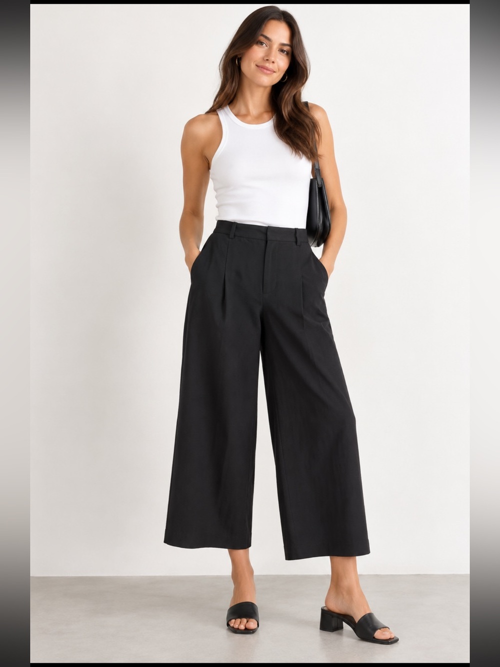 Massimo Dutti Classic Black Wide-Leg Women’s Dress Pants